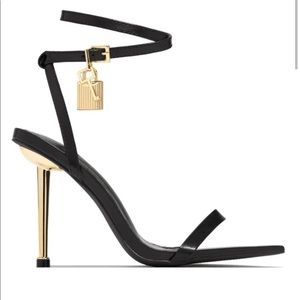 Miss Lola Black Heel Sandals like Tom Ford